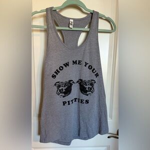 Women’s Pit Bull Gray Racerback Dog Print Tank Top Large NWOT